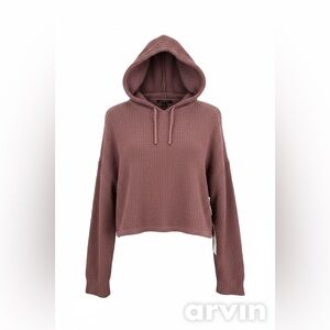 Billabong NWT Dusty Rose Cropped Hooded Knit Sweater women’s Size XL